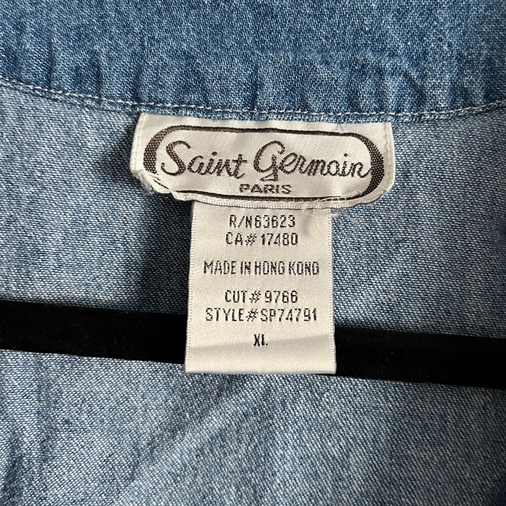 Vintage Saint Germain Paris Funky Embroidered Jean Jacket Size XL - Picture 5 of 13